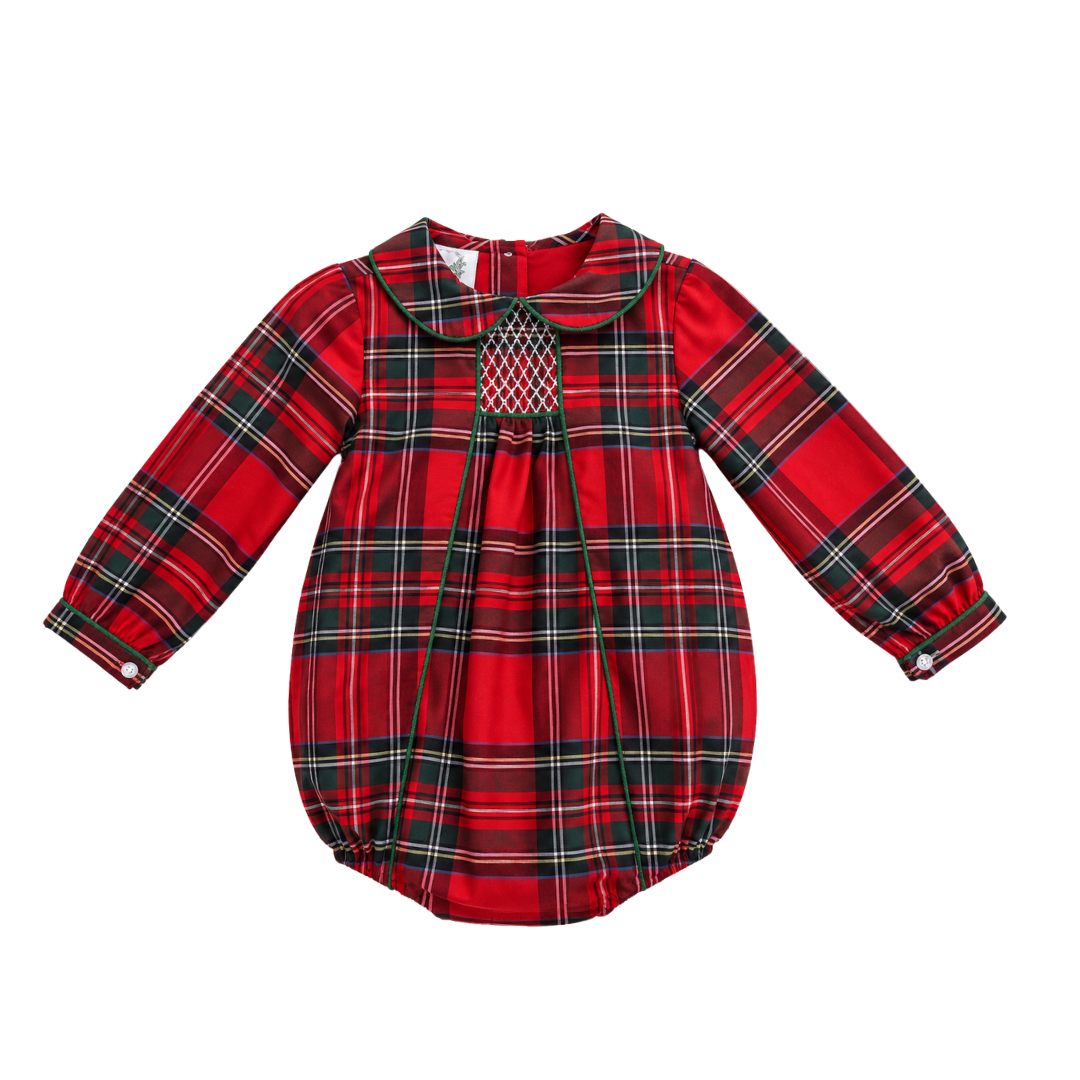 Tartan Plaid Boys Smocked Bubble