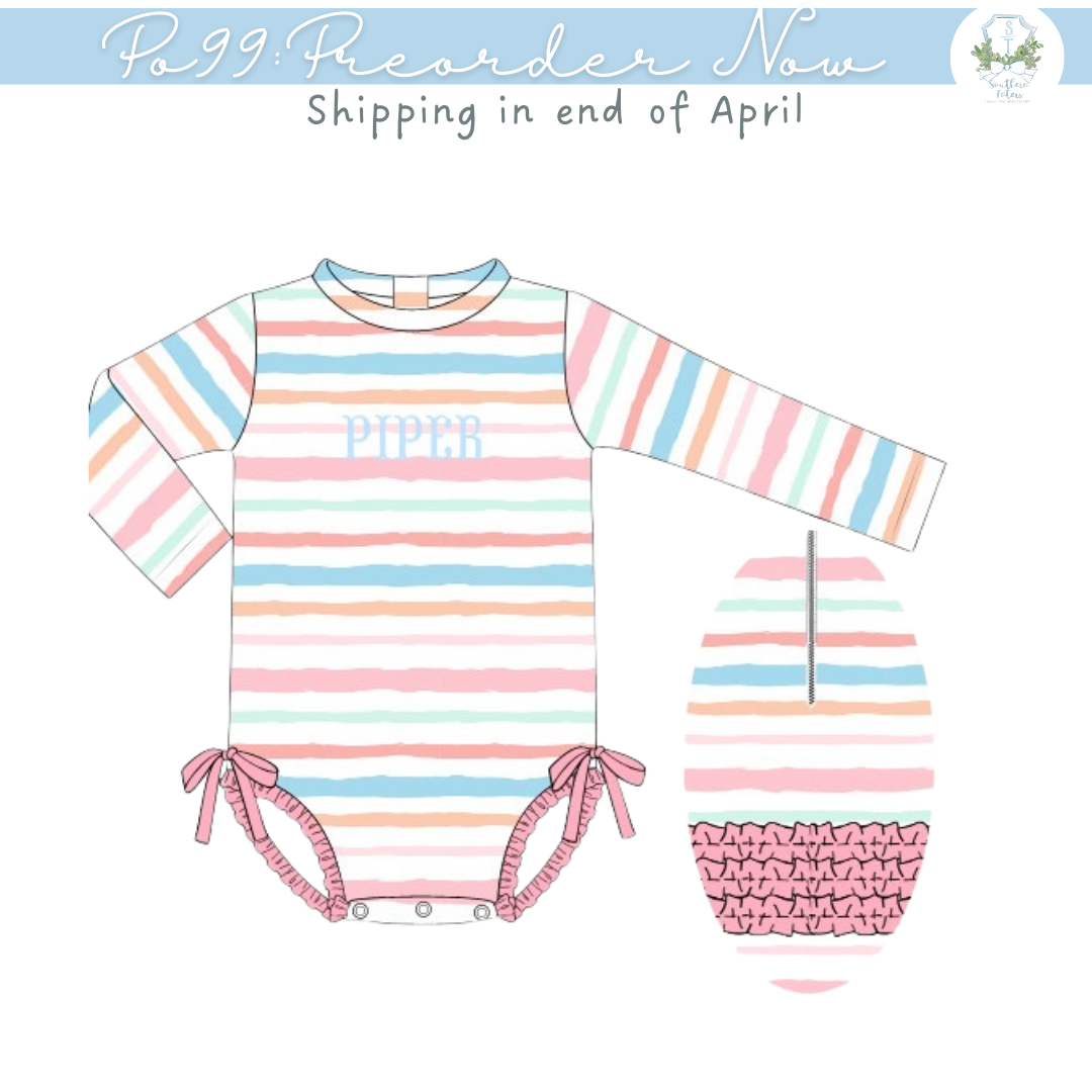 PO99: Stripe Longsleeve 1pc Swimsuit