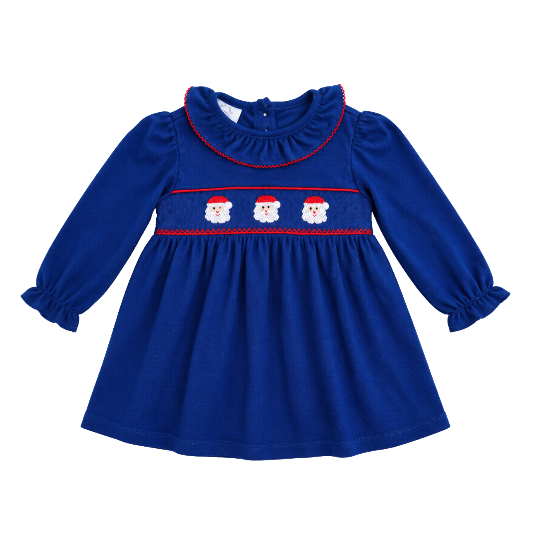 Santa Smocked Knit Girls Dress
