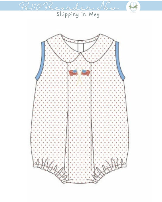 PO110: American Hand Stitch Flags Boy Collar Bubble