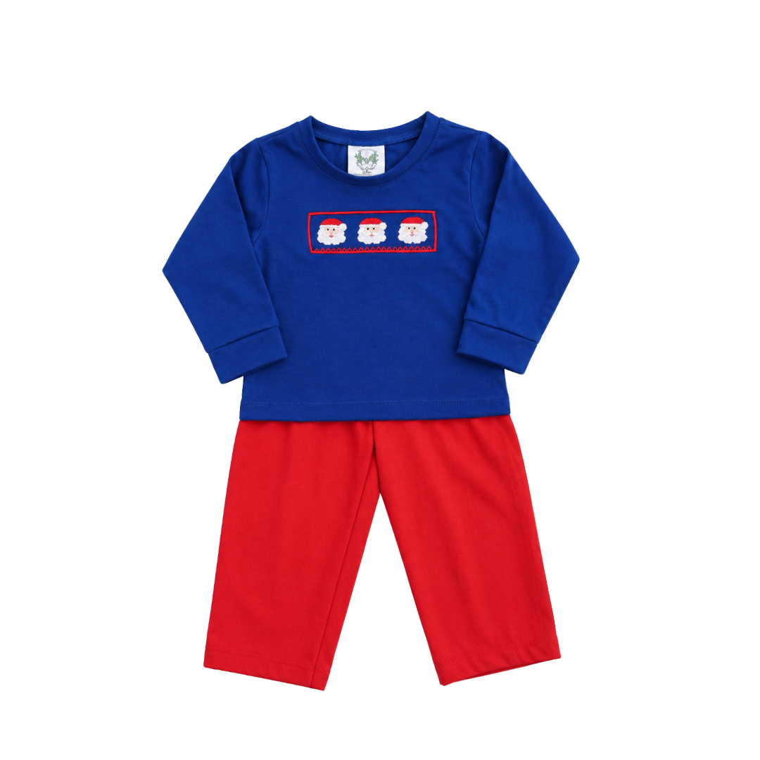 Santa Smocked Knit Boys Pant Set