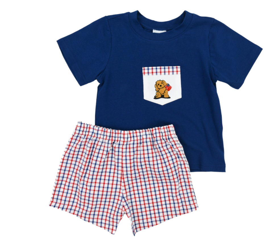 Patriotic Pup Boys Short Set