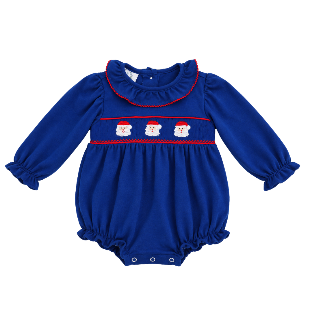 Santa Smocked Knit Girls Bubble