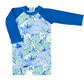 Blue Floral Boys Rashguard Suit