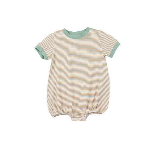 Simple Tan Stripe Knit Name Boy Bubble