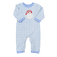 PO79: Blue Gingham Santa Boys Applique Romper