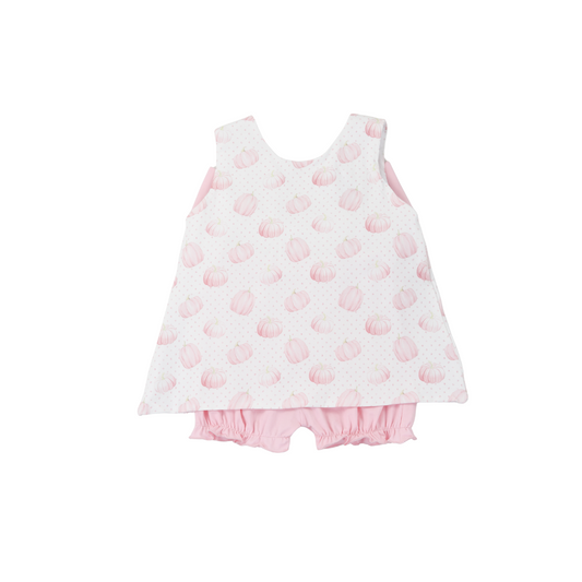 Printed Pumpkin Pink Bubble Short Set