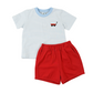 Little Red Wagon Knit Short Set