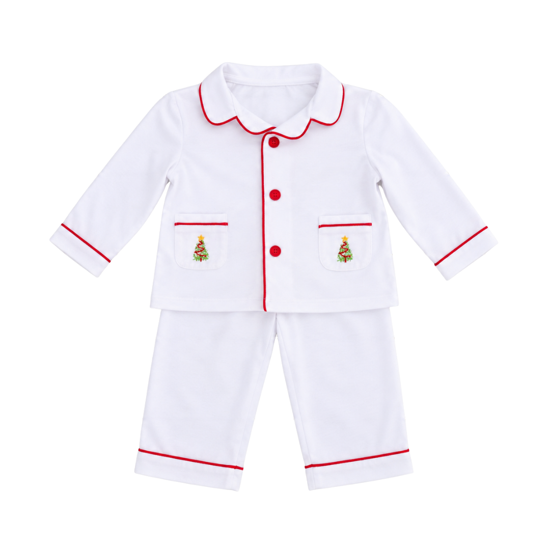Classic White Christmas Pajama Set Boys