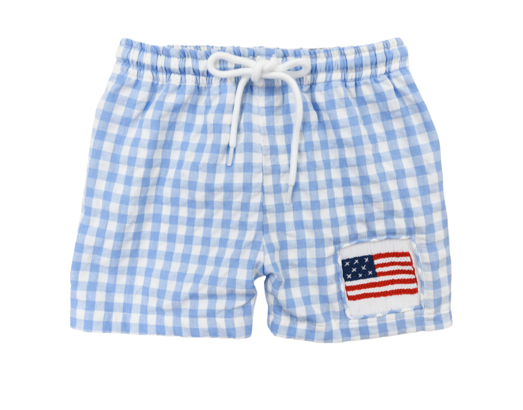 Red White & Blue Boys Swim Trunks