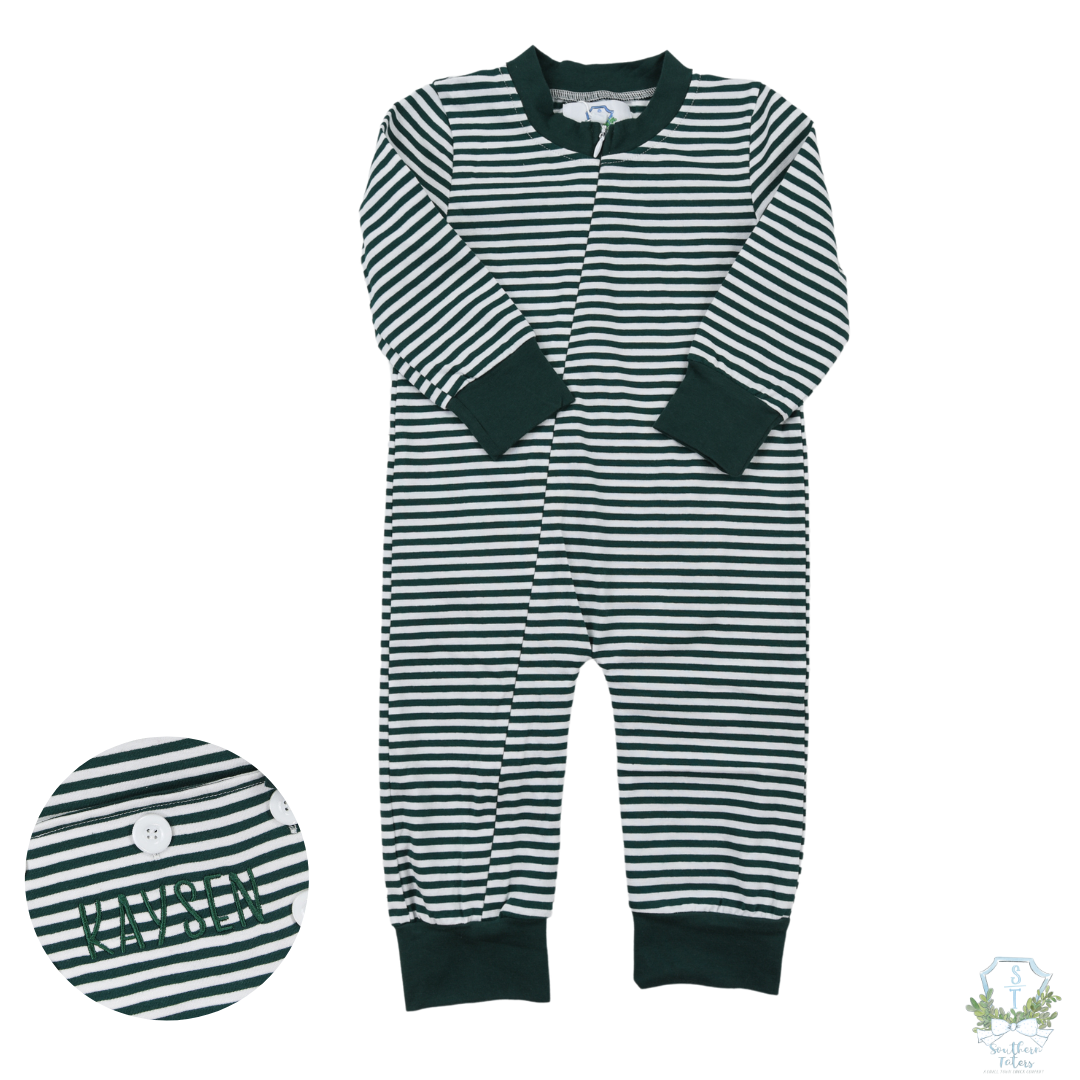 Unisex green stripe zippy lounge