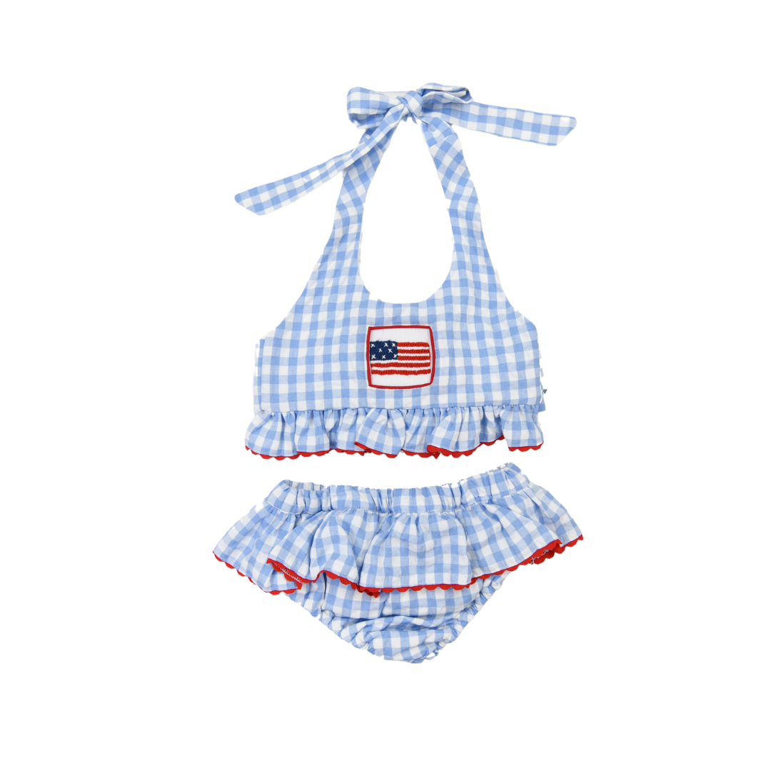 Red White & Blue Halter Two Piece Swimsuit