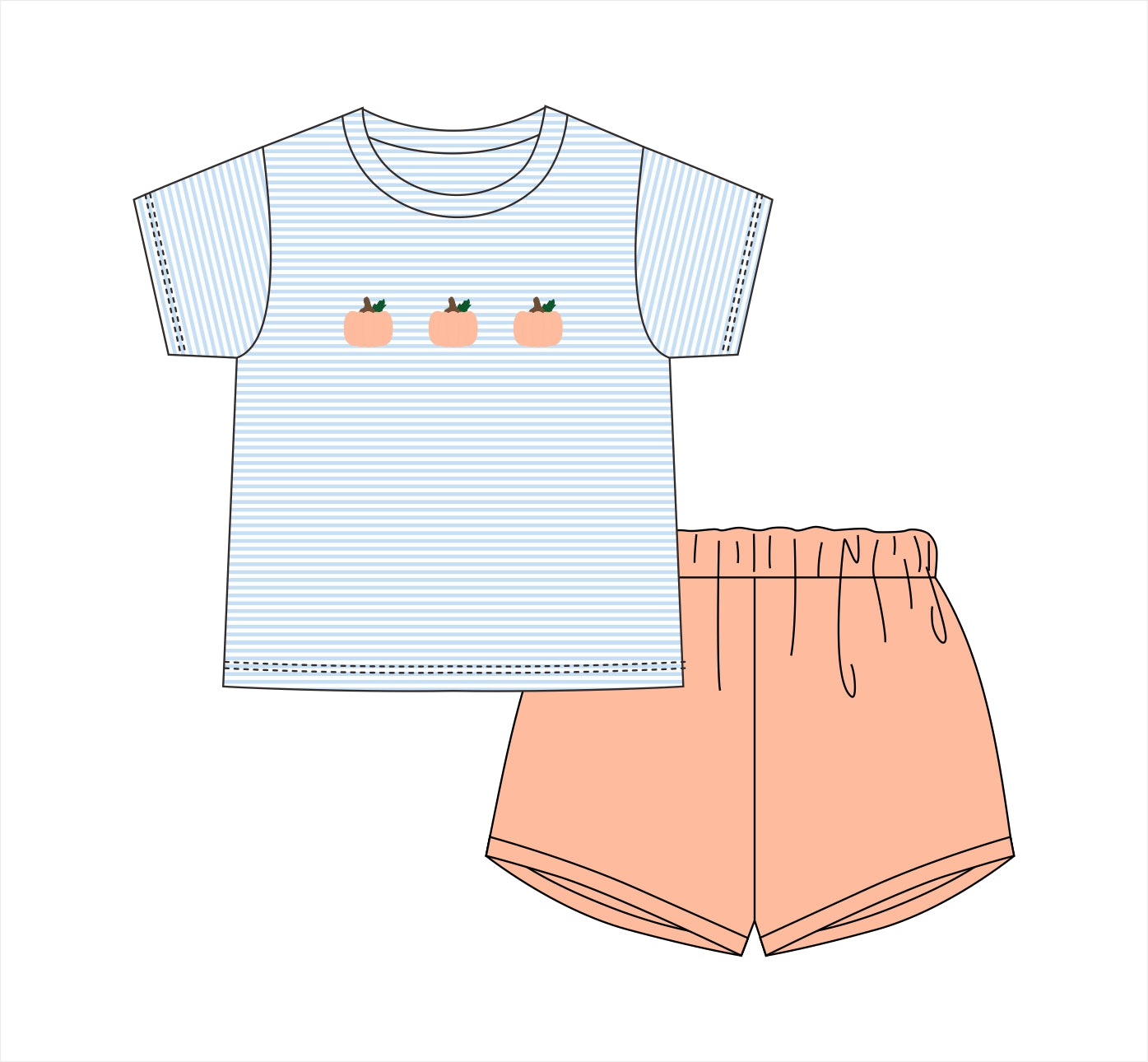 PO113: Loop Stitch Pumpkins Boys Short Set