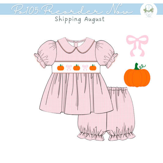 PO105: Pumpkin Patch Express Pink Gingham Bubble Short Set