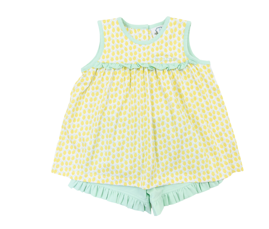 Lemon Printed Girls Short Set