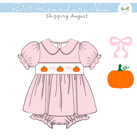PO105: Pumpkin Patch Express Pink Gingham Skirted Bubble