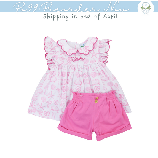 PO99: Seashell Printed Girl Short Set