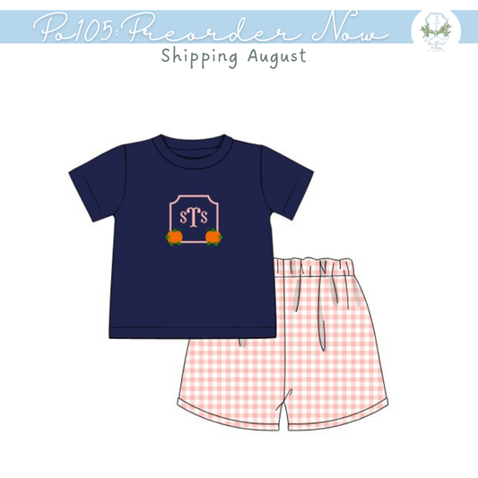 PO105: Navy Pumpkin Prep Boy Short Set