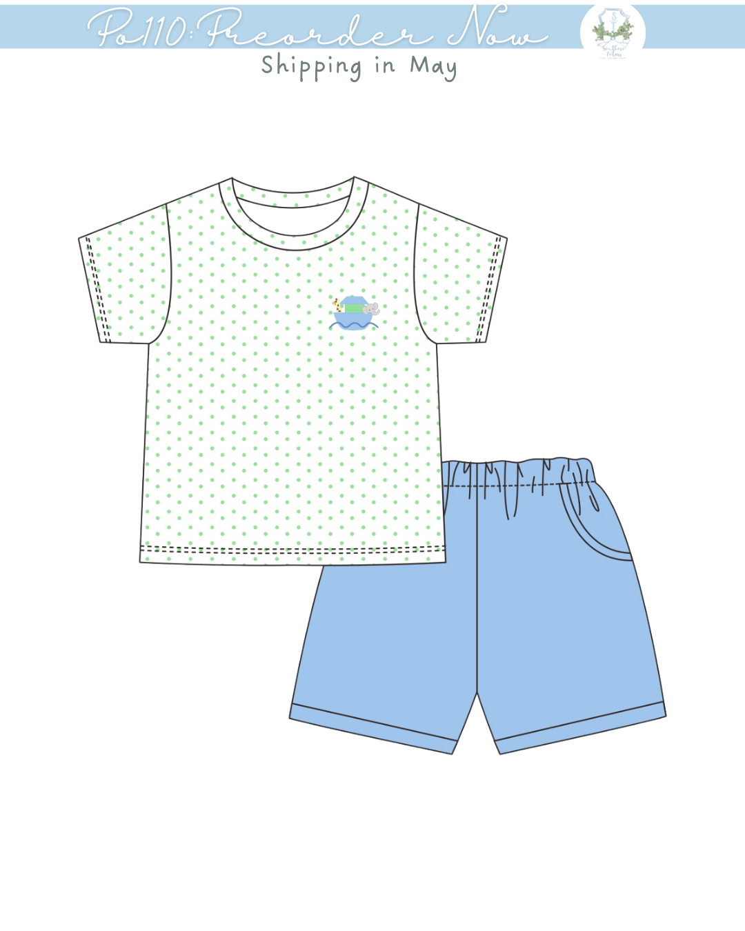 PO110: Noah's Ark Boy Short Set