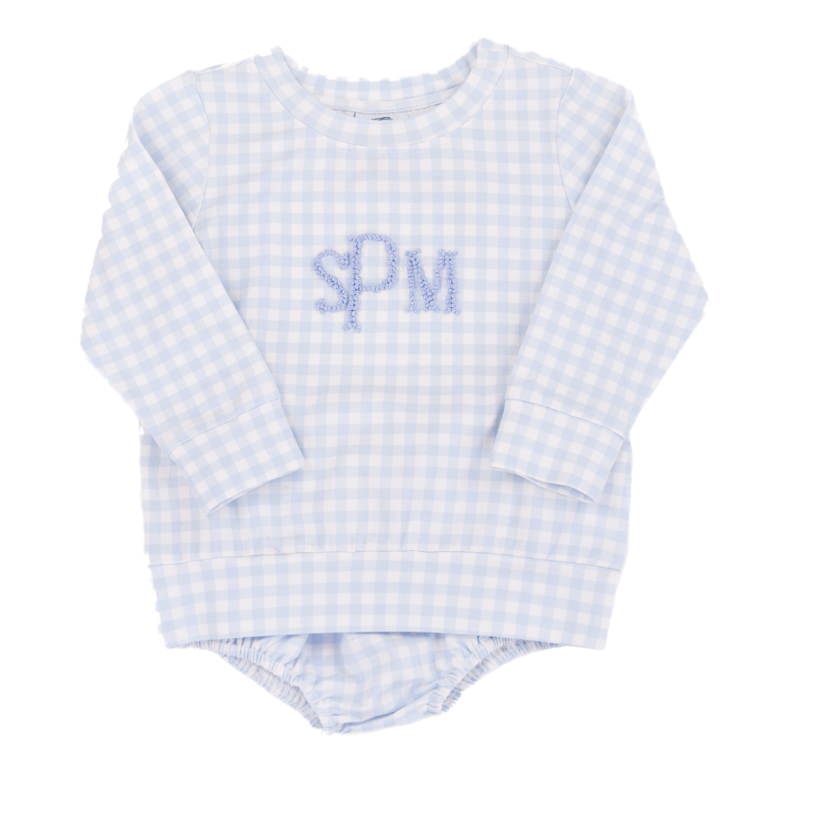 Blue Gingham Diaper Set