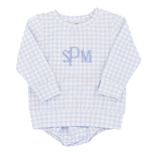 PO92: Blue Gingham Diaper Set