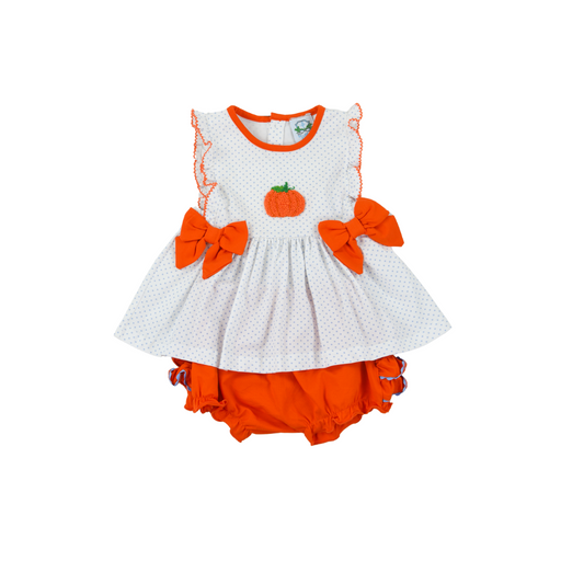 French Knot Pumpkin Girl Diaper Set
