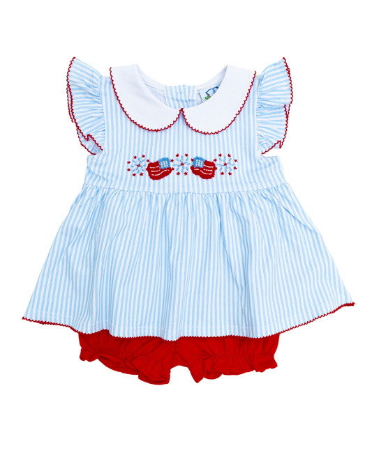 American French Knot Girl Bubble Short Set