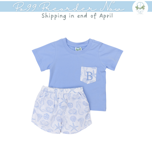 PO99: Seashell Printed Boy Short Set