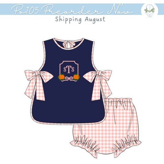 PO105: Navy Pumpkin Prep Bloomer Set