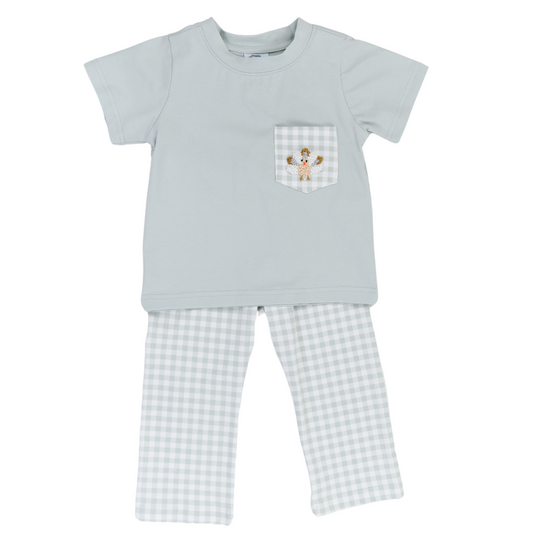 PO92: Sage French Knot Turkeys Boy Pant Set