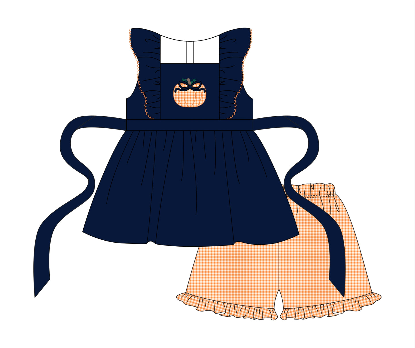 PO114: Autumn Applique Girl Short Set