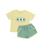 Smocked Green Frog Boy Short Set