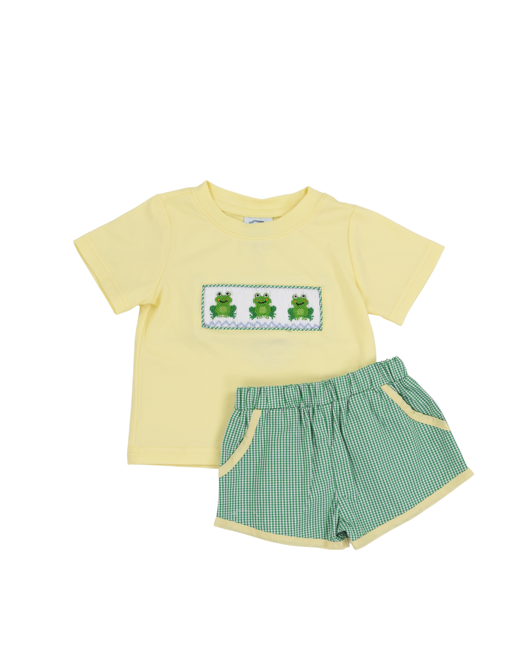 Smocked Green Frog Boy Short Set