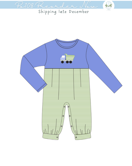 PO108: Dump Truck Applique Romper
