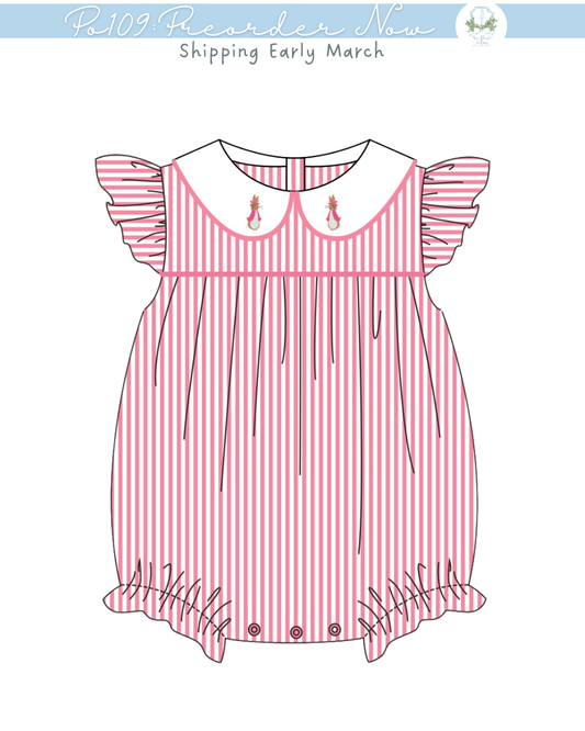 PO109: Seersucker Bunny Girls Bubble