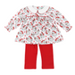 Red Santa Printed Girls Pant Set