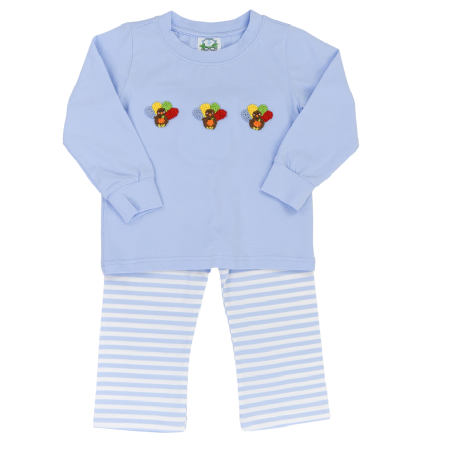 Bitty Dot French Knot Turkeys Boys Pants Set