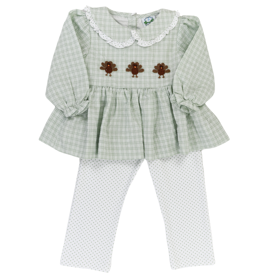 FrenchKnot Trio Turkeys Girls Pants Set