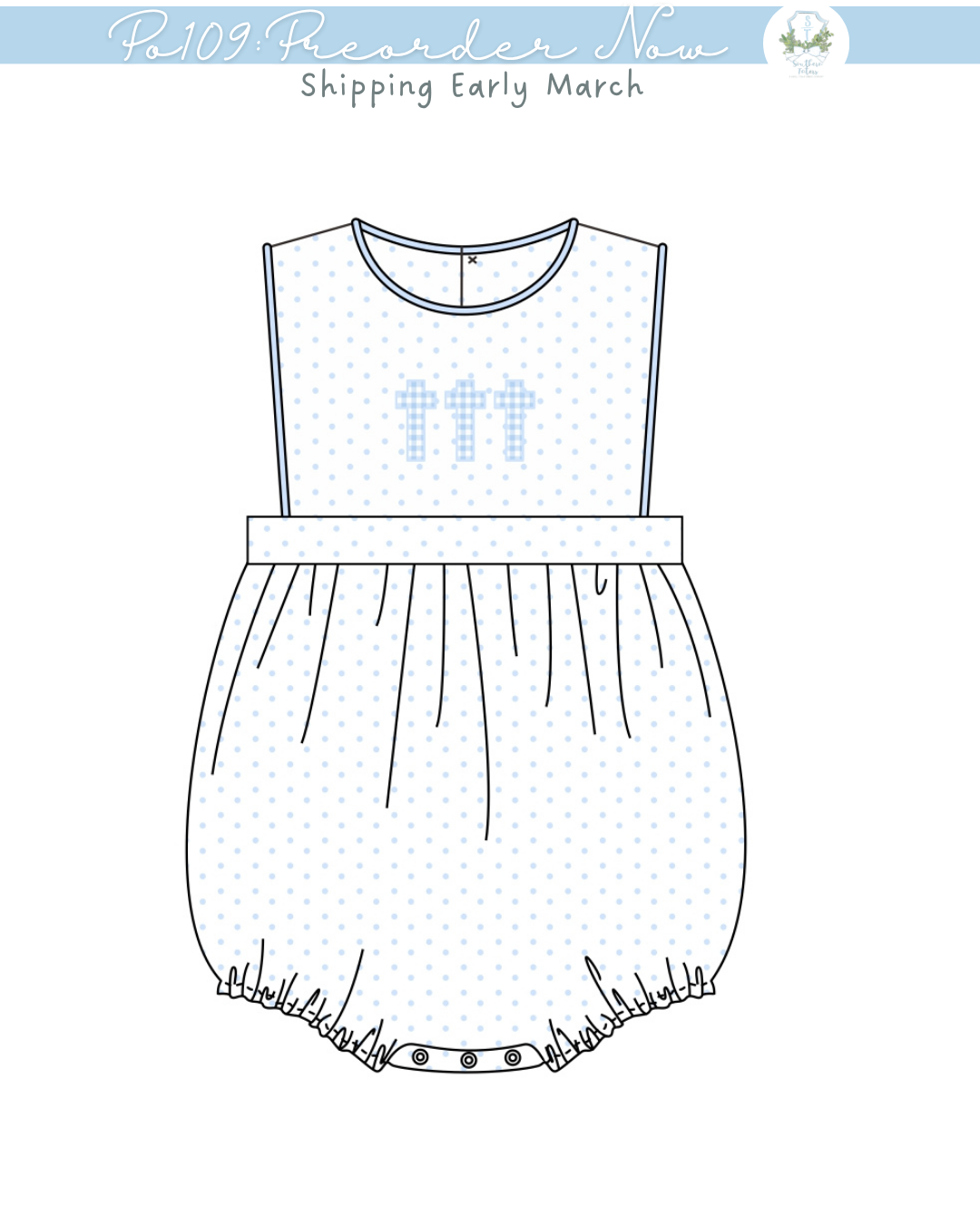 po109: Blue Gingham Cross Trio Bubble