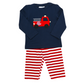 Navy Firetruck Applique Pants Set