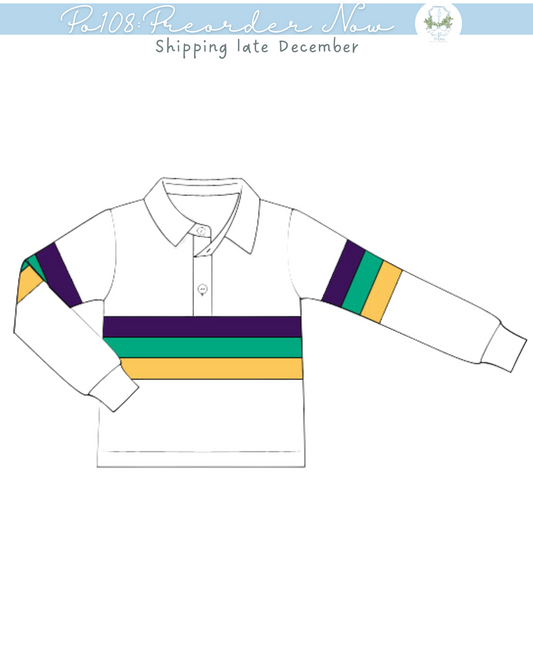 PO108: Mardi Gras Rugby Shirt