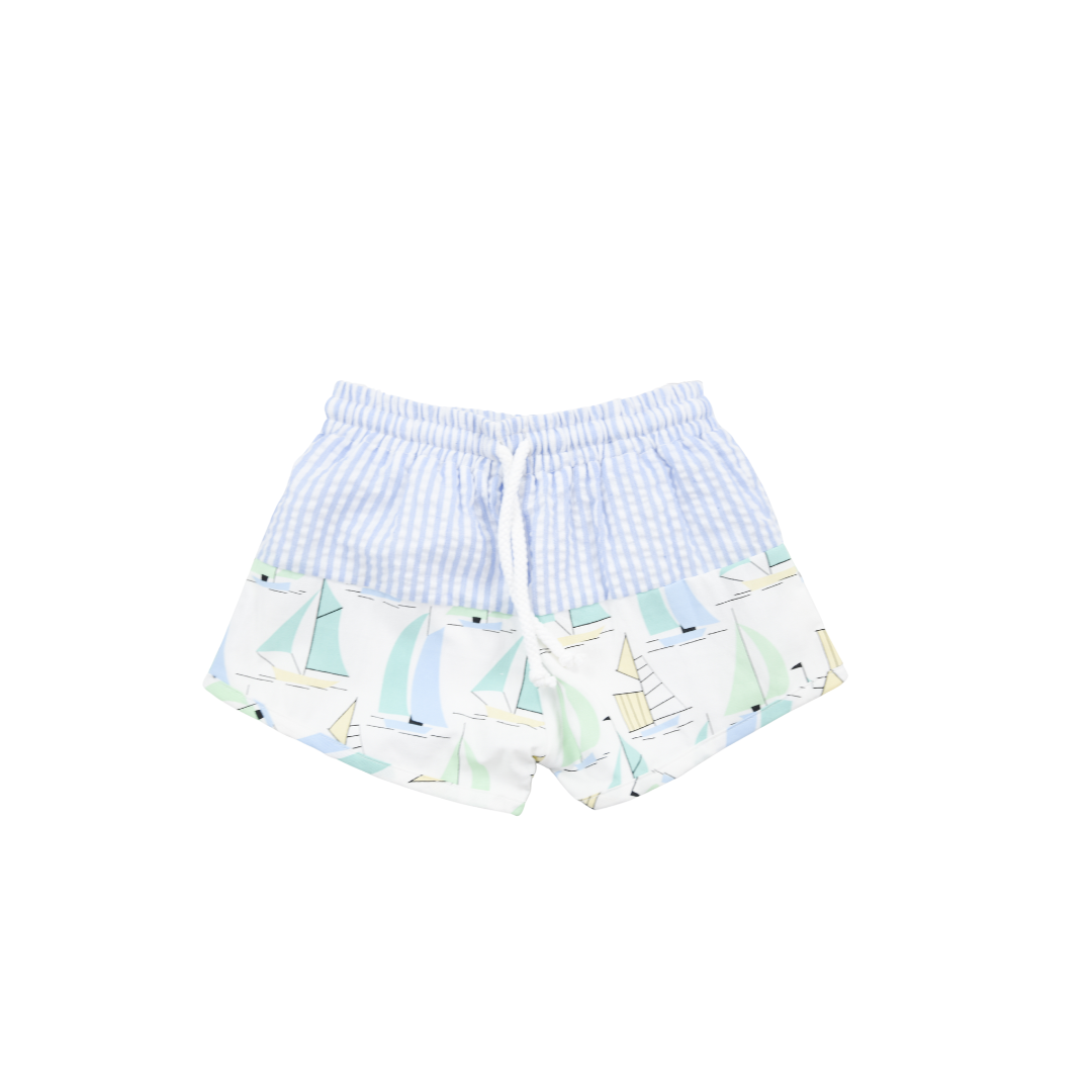 Sailboat Printed Boys Shorty Swim Shorts – Southern Taters