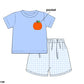 Blue Gingham with Pumpkins Boy Short Set