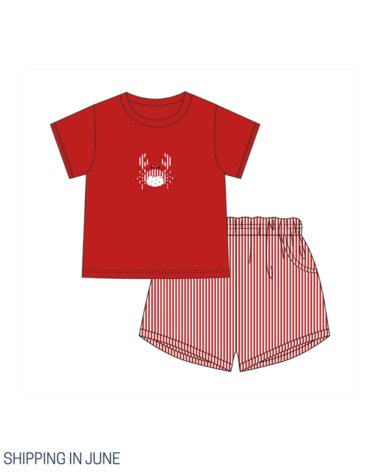 PO111: Swiss Dot Crab Boy Short Set