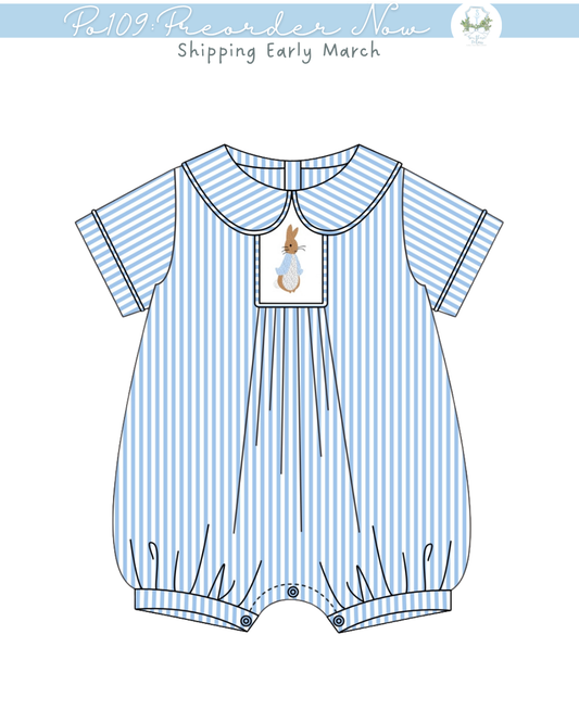 PO109: Seersucker Bunny Boy Bubble