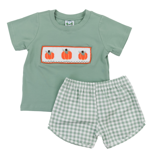 Smocked Pumpkin Short Set