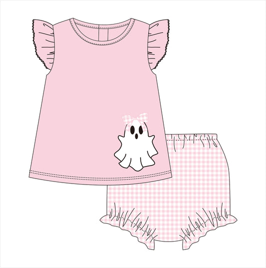 PO113: Ghost Gingham Girls Diaper Set