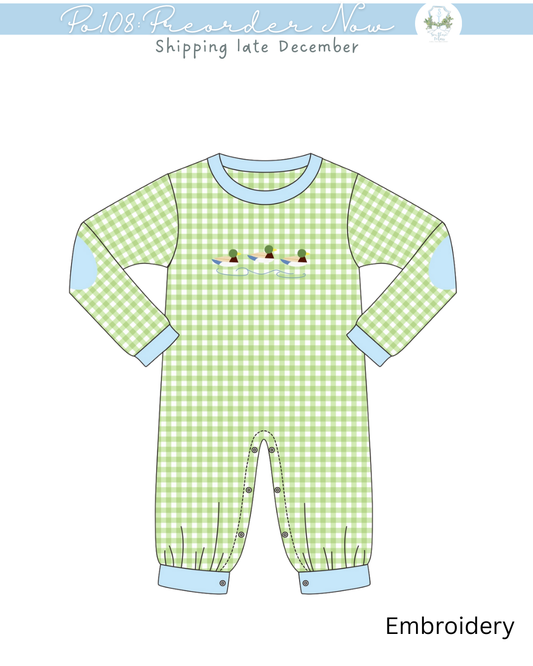 PO108: Mallard Embroidered Boys Romper