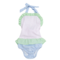 Seersucker Colorblock One Piece Swimsuit