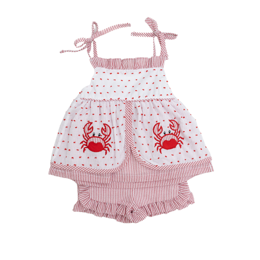 Swiss Dot Crab Girl Short Set